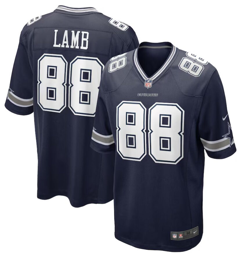 Men Dallas Cowboys #88 CeeDee Lamb Nike Navy Game 2024 NFL Jersey->nfl hats->Sports Caps